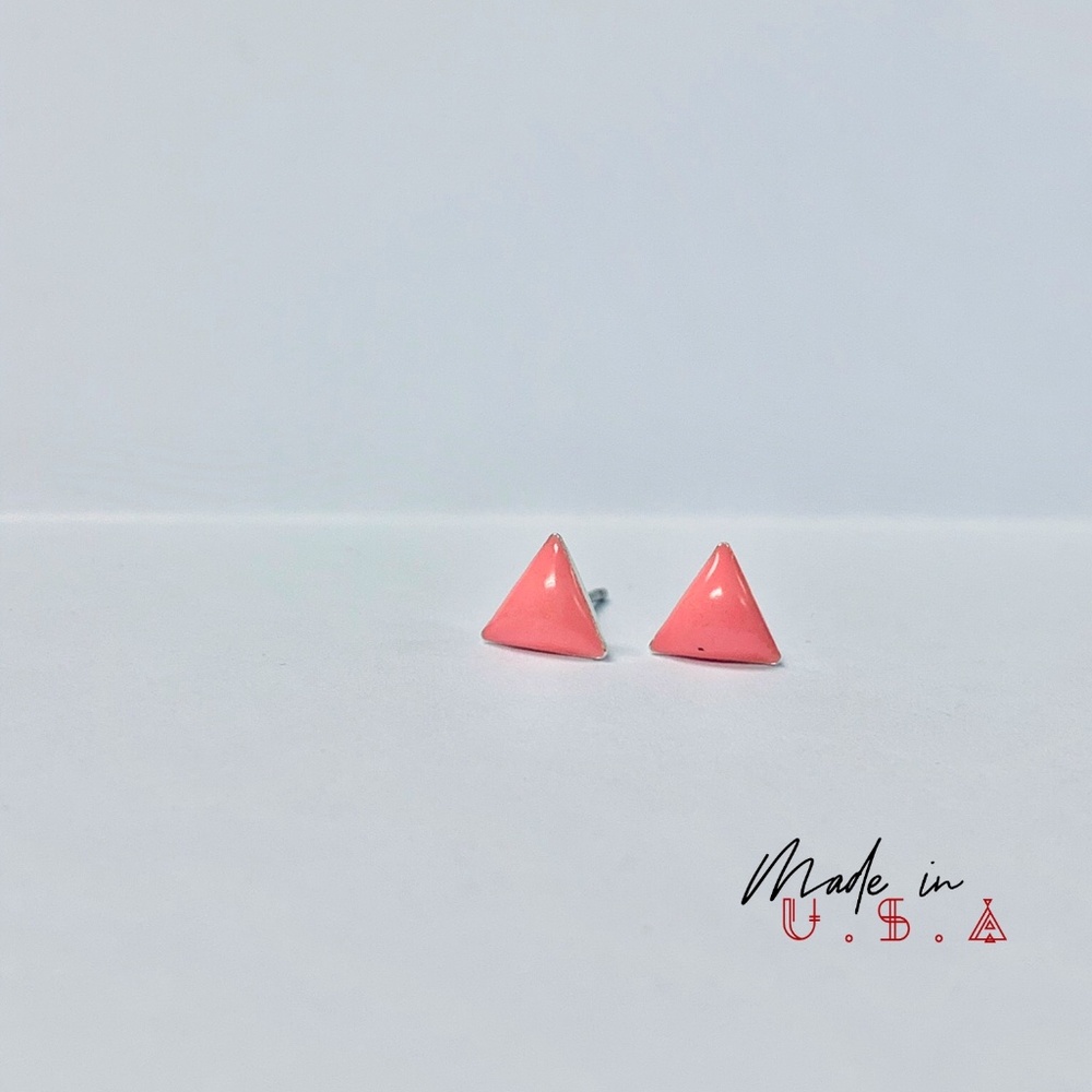 Petite Triangle Earrings - Pale Pink